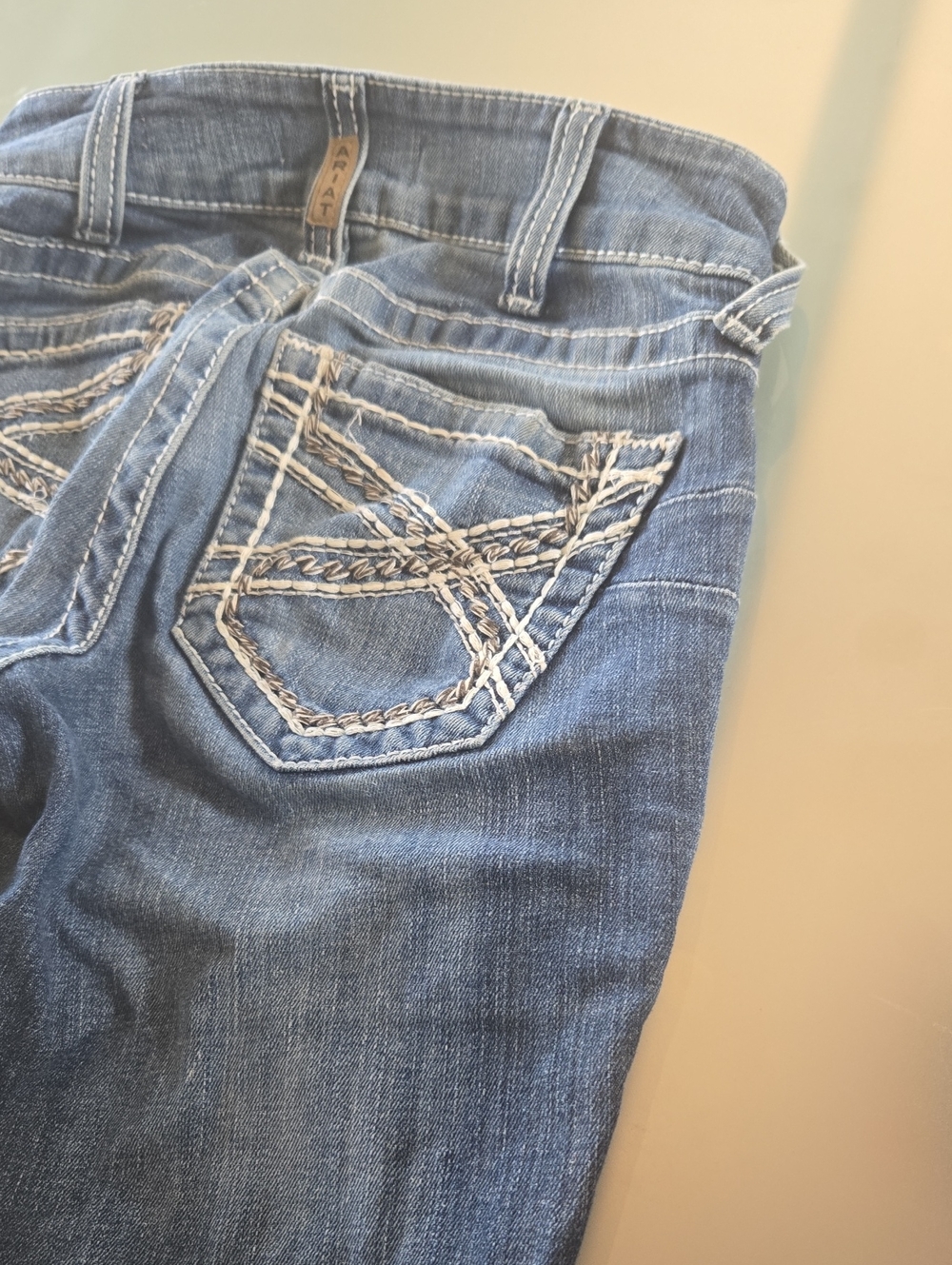 Ariat Women's Light Blue Bootcut Jeans with Contrasting White Stitching